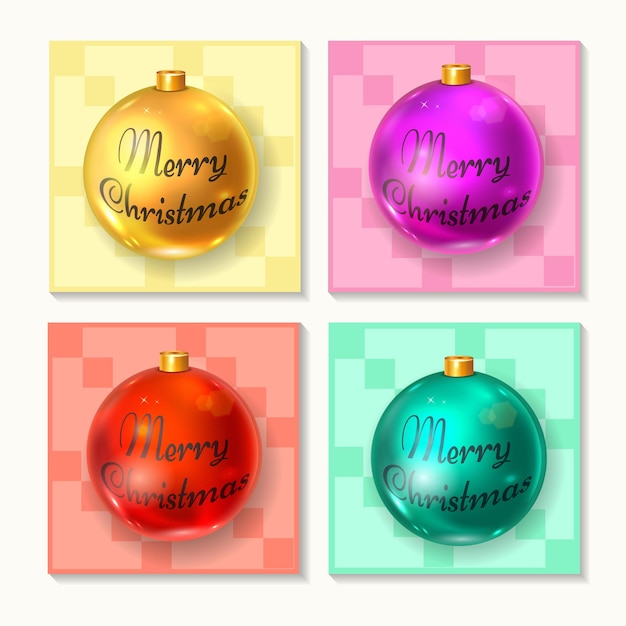 Vector set de bolas de navidad de colores pastel