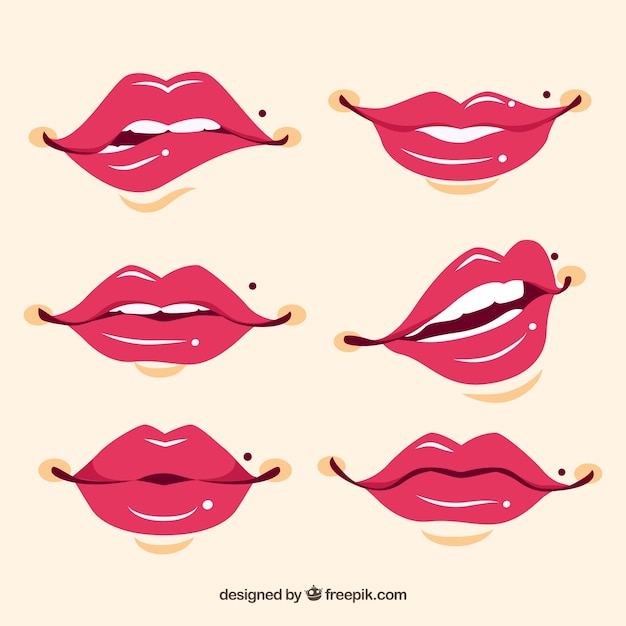 Set de bonitos labios dibujados a mano 