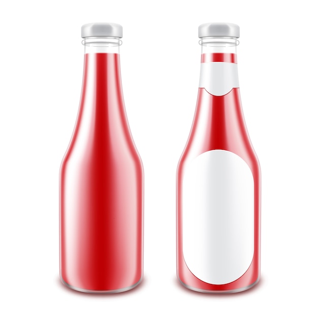 Set de Botella de Tomate Rojo sin Etiqueta Redonda