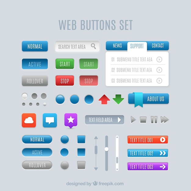 Vector set de botones web