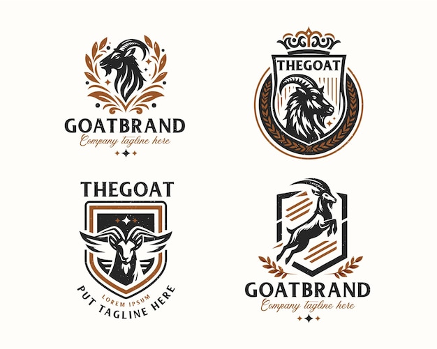 Set bundle retro insignia vintage tatuaje de animal cabra para la compañía de negocios