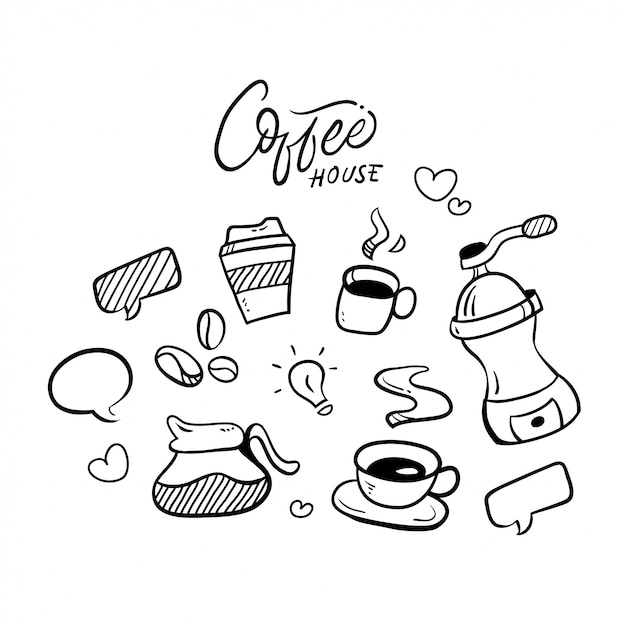 Set de café ilustración dibujados a mano