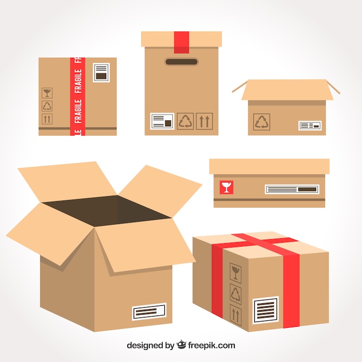 Vector set de cajas de cartón para envío