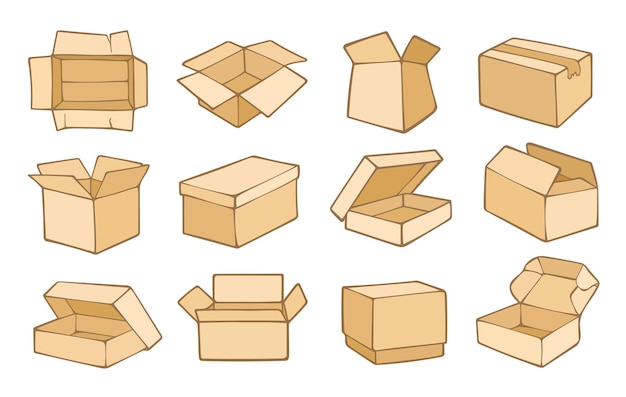 Vector set de cajas de cartón