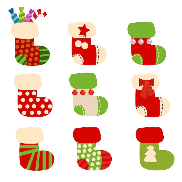 Vector set calcetines de navidad