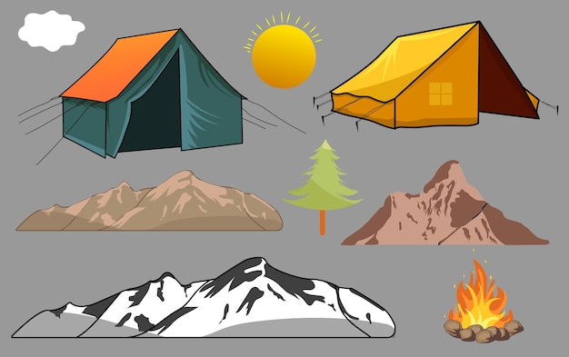 Vector set de camping para los amantes del campamento