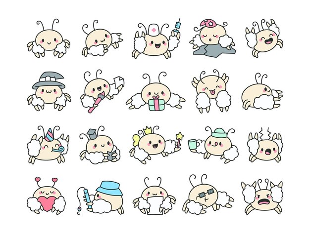El set de cangrejo Yeti con el adorable kawaii