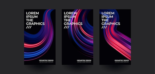 Set de carteles creativos con forma de gradiente ondulado Ilustración vectorial