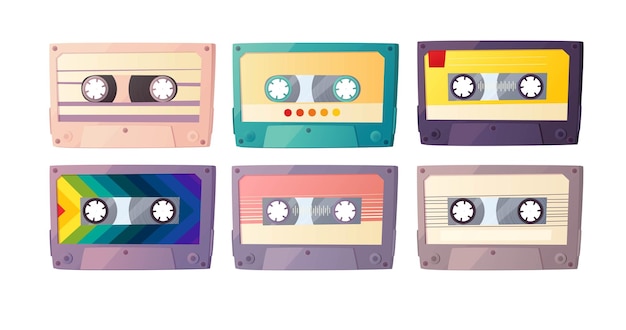 Set de casetes de audio retro