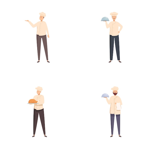 Set de chefs de dibujos animados con diferentes posturas y acciones