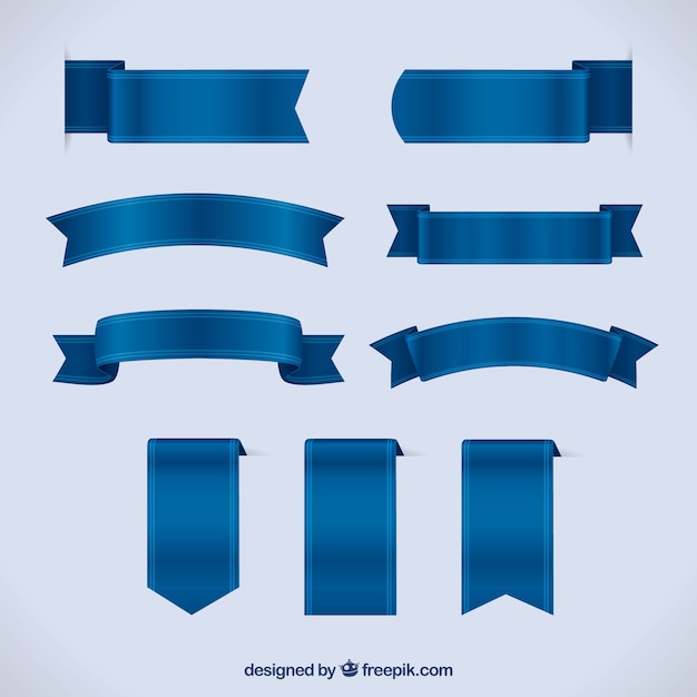 Vector set de cintas azules en estilo realista