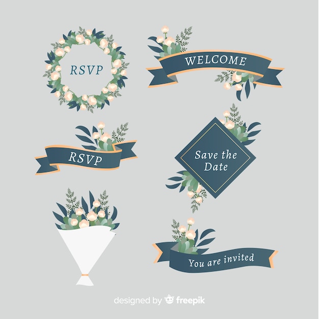 Vector set cintas boda