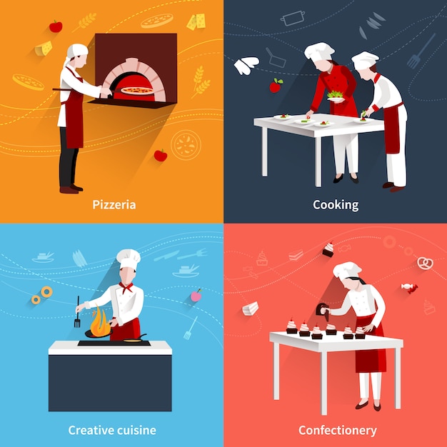 Vector set de cocina plana