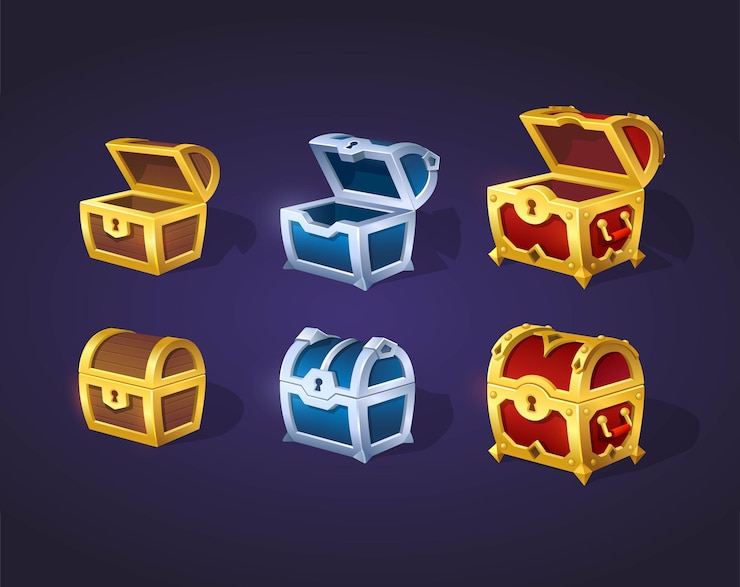 Vector set cofre del tesoro