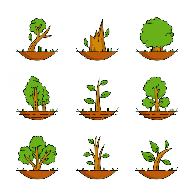 Vector set de coleccion de arboles