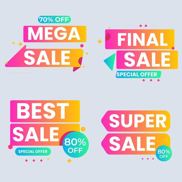 Set de colección de etiquetas de venta Set de banner de cinta y pegatina de etiqueta oferta de venta y anuncio de venta de etiqueta de insignia