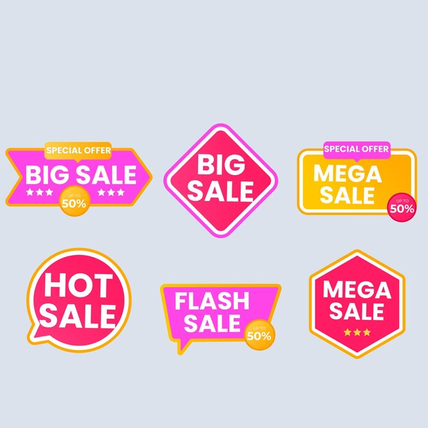 Set de colección de etiquetas de venta Set de banner de cinta y pegatina de etiqueta oferta de venta y anuncio de venta de etiqueta de insignia