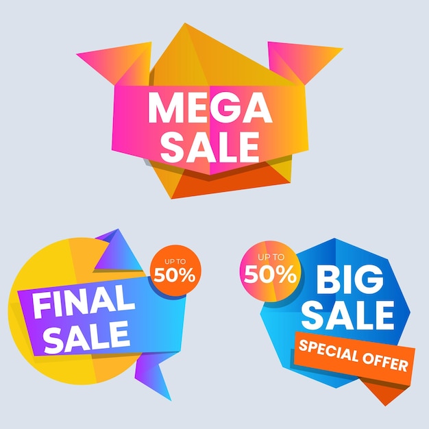 Set de colección de etiquetas de venta Set de banner de cinta y pegatina de etiqueta oferta de venta y anuncio de venta de etiqueta de insignia