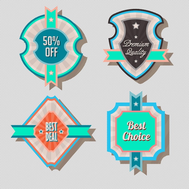 Set de colección de etiquetas de venta Set de banner de cinta y pegatina de etiqueta oferta de venta y anuncio de venta de etiqueta de insignia