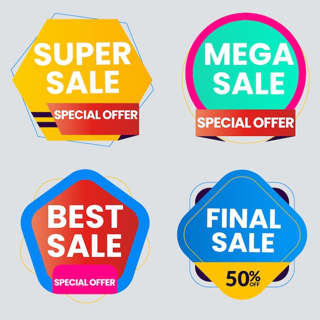 Set de colección de etiquetas de venta Set de banner de cinta y pegatina de etiqueta oferta de venta y anuncio de venta de etiqueta de insignia