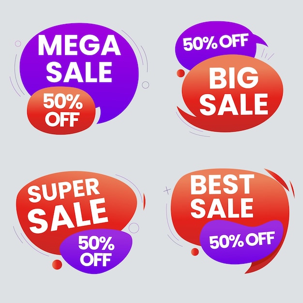 Set de colección de etiquetas de venta Set de banner de cinta y pegatina de etiqueta oferta de venta y anuncio de venta de etiqueta de insignia