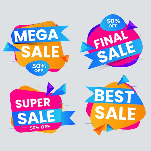 Set de colección de etiquetas de venta Set de banner de cinta y pegatina de etiqueta oferta de venta y anuncio de venta de etiqueta de insignia