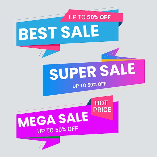 Set de colección de etiquetas de venta Set de banner de cinta y pegatina de etiqueta oferta de venta y anuncio de venta de etiqueta de insignia