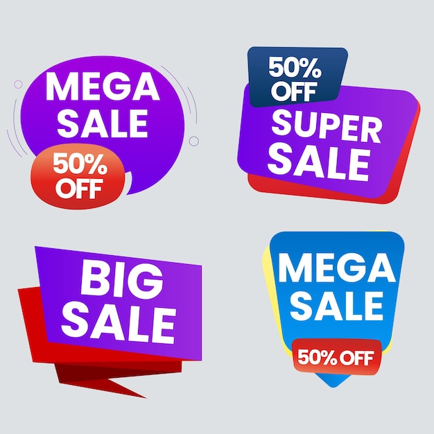 Set de colección de etiquetas de venta Set de banner de cinta y pegatina de etiqueta oferta de venta y anuncio de venta de etiqueta de insignia