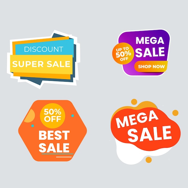 Set de colección de etiquetas de venta Set de banner de cinta y pegatina de etiqueta oferta de venta y anuncio de venta de etiqueta de insignia