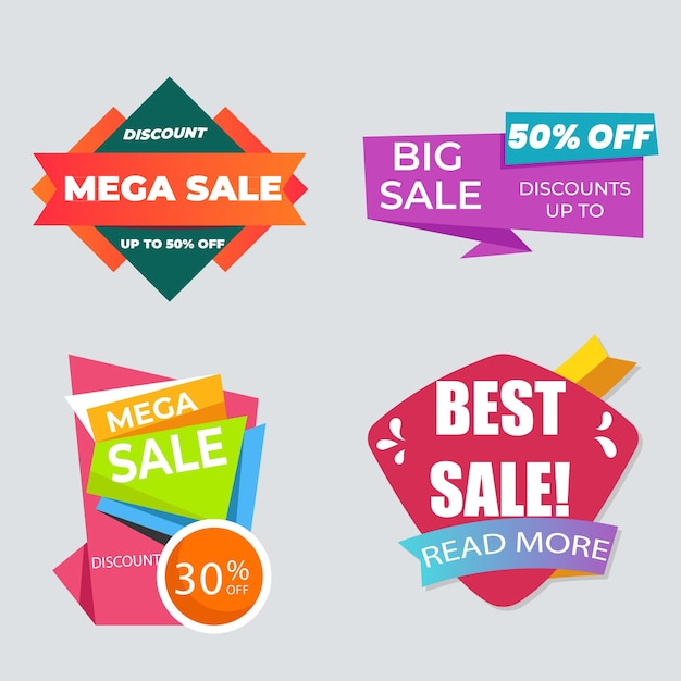 Set de colección de etiquetas de venta Set de banner de cinta y pegatina de etiqueta oferta de venta y anuncio de venta de etiqueta de insignia