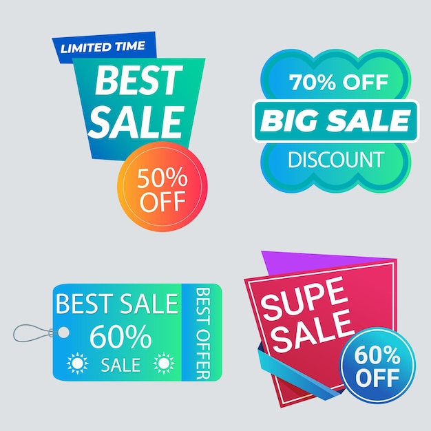 Set de colección de etiquetas de venta Set de banner de cinta y pegatina de etiqueta oferta de venta y anuncio de venta de etiqueta de insignia