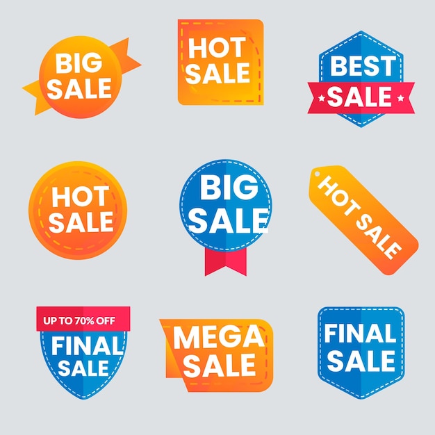 Set de colección de etiquetas de venta Set de banner de cinta y pegatina de etiqueta oferta de venta y anuncio de venta de etiqueta de insignia