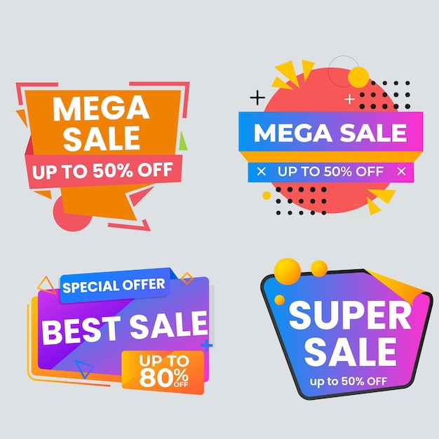 Set de colección de etiquetas de venta Set de banner de cinta y pegatina de etiqueta oferta de venta y anuncio de venta de etiqueta de insignia