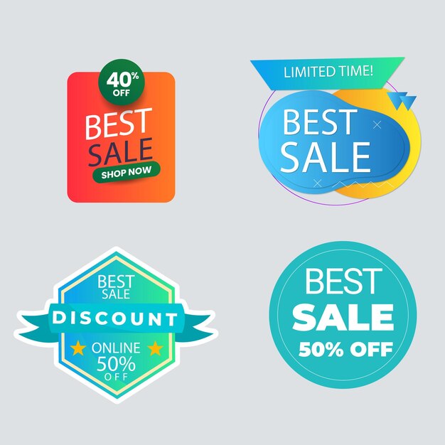 Set de colección de etiquetas de venta Set de banner de cinta y pegatina de etiqueta oferta de venta y anuncio de venta de etiqueta de insignia