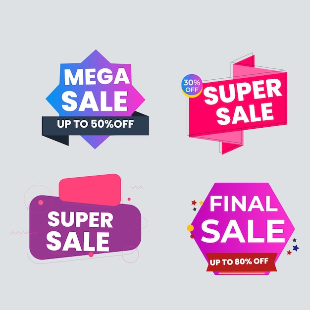 Set de colección de etiquetas de venta Set de banner de cinta y pegatina de etiqueta oferta de venta y anuncio de venta de etiqueta de insignia