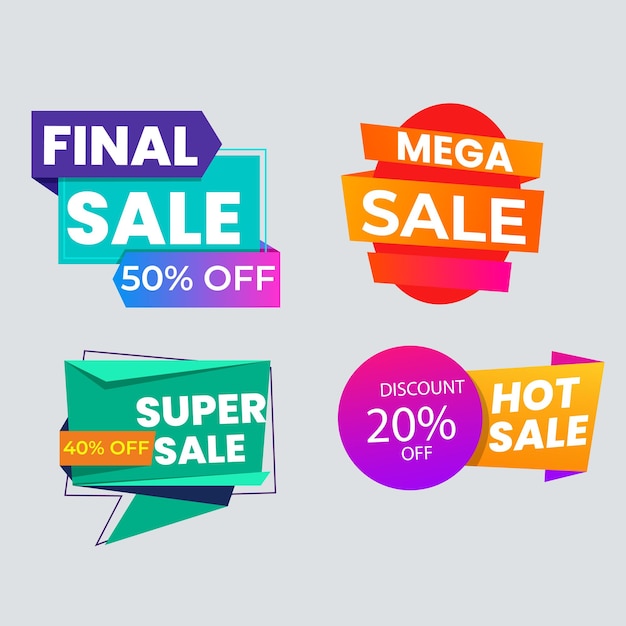 Set de colección de etiquetas de venta Set de banner de cinta y pegatina de etiqueta oferta de venta y anuncio de venta de etiqueta de insignia