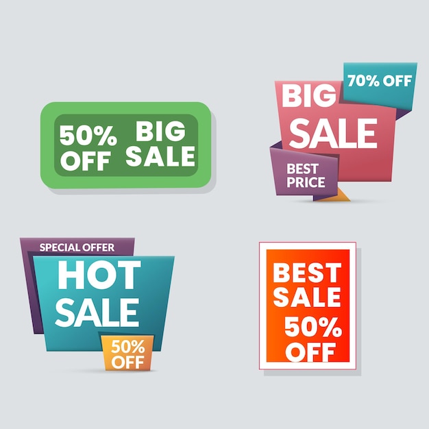 Set de colección de etiquetas de venta Set de banner de cinta y pegatina de etiqueta oferta de venta y anuncio de venta de etiqueta de insignia