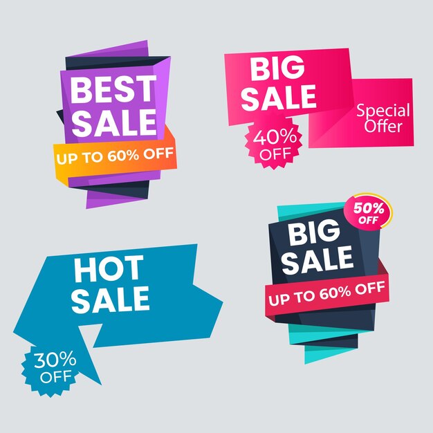 Set de colección de etiquetas de venta Set de banner de cinta y pegatina de etiqueta oferta de venta y anuncio de venta de etiqueta de insignia