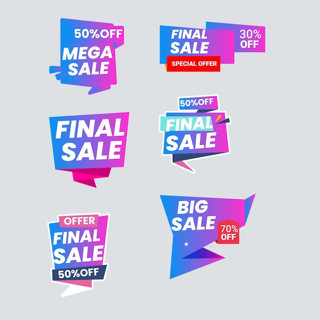 Set de colección de etiquetas de venta Set de banner de cinta y pegatina de etiqueta oferta de venta y anuncio de venta de etiqueta de insignia
