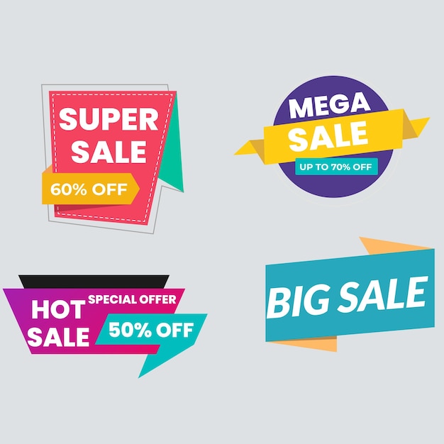 Set de colección de etiquetas de venta Set de banner de cinta y pegatina de etiqueta oferta de venta y anuncio de venta de etiqueta de insignia