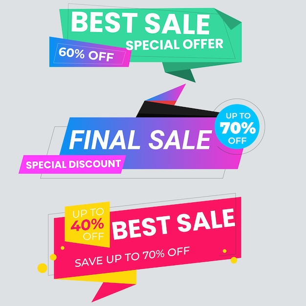 Set de colección de etiquetas de venta Set de banner de cinta y pegatina de etiqueta oferta de venta y anuncio de venta de etiqueta de insignia
