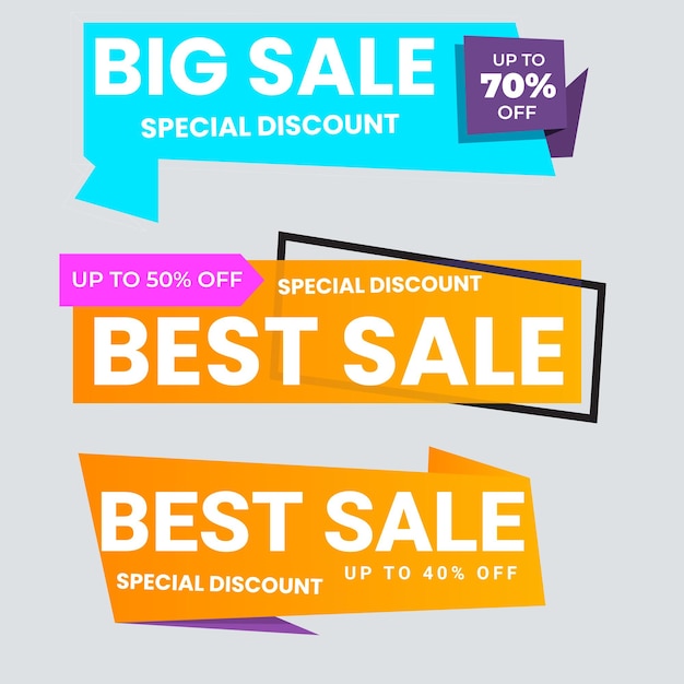 Set de colección de etiquetas de venta Set de banner de cinta y pegatina de etiqueta oferta de venta y anuncio de venta de etiqueta de insignia