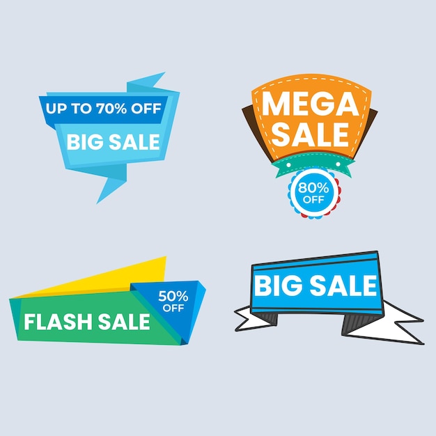 Set de colección de etiquetas de venta Set de banner de cinta y pegatina de etiqueta oferta de venta y anuncio de venta de etiqueta de insignia