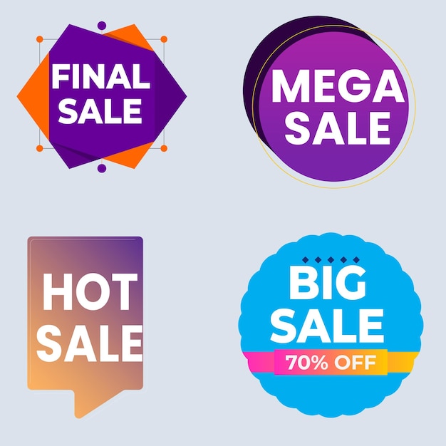 Set de colección de etiquetas de venta Set de banner de cinta y pegatina de etiqueta oferta de venta y anuncio de venta de etiqueta de insignia