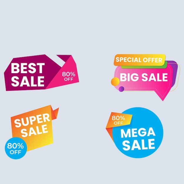 Set de colección de etiquetas de venta Set de banner de cinta y pegatina de etiqueta oferta de venta y anuncio de venta de etiqueta de insignia