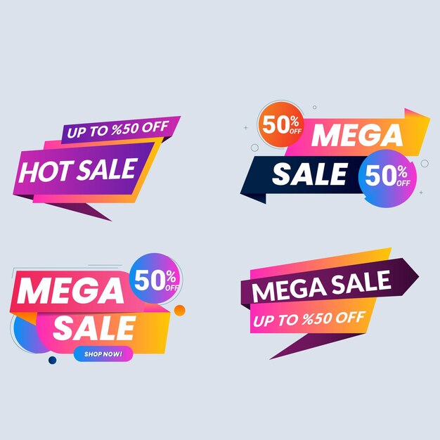 Set de colección de etiquetas de venta Set de banner de cinta y pegatina de etiqueta oferta de venta y anuncio de venta de etiqueta de insignia