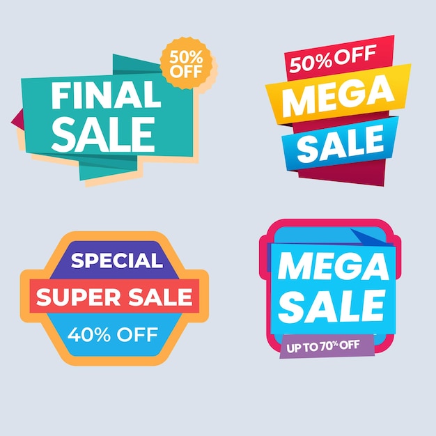 Set de colección de etiquetas de venta Set de banner de cinta y pegatina de etiqueta oferta de venta y anuncio de venta de etiqueta de insignia