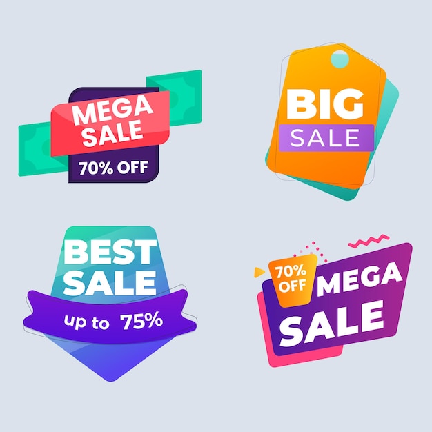 Set de colección de etiquetas de venta Set de banner de cinta y pegatina de etiqueta oferta de venta y anuncio de venta de etiqueta de insignia