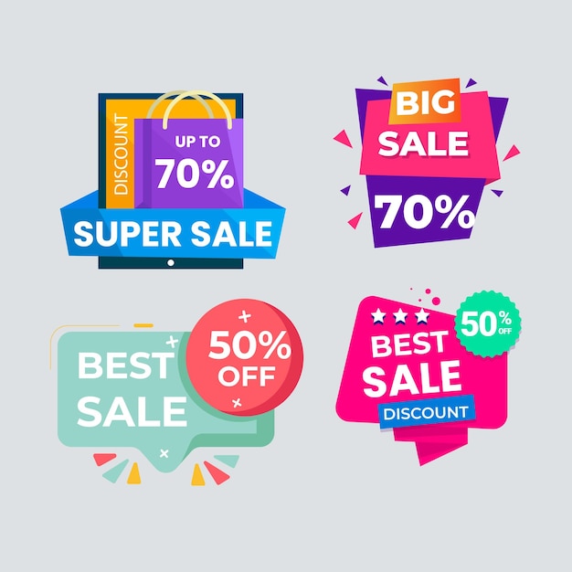 Set de colección de etiquetas de venta Set de banner de cinta y pegatina de etiqueta oferta de venta y anuncio de venta de etiqueta de insignia