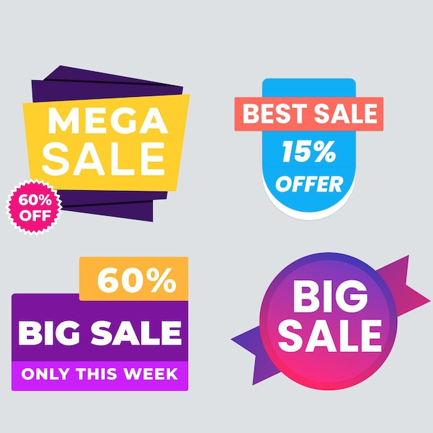 Set de colección de etiquetas de venta Set de banner de cinta y pegatina de etiqueta oferta de venta y anuncio de venta de etiqueta de insignia